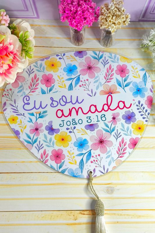 Leque Abanador Dia da Mulher com Pingente