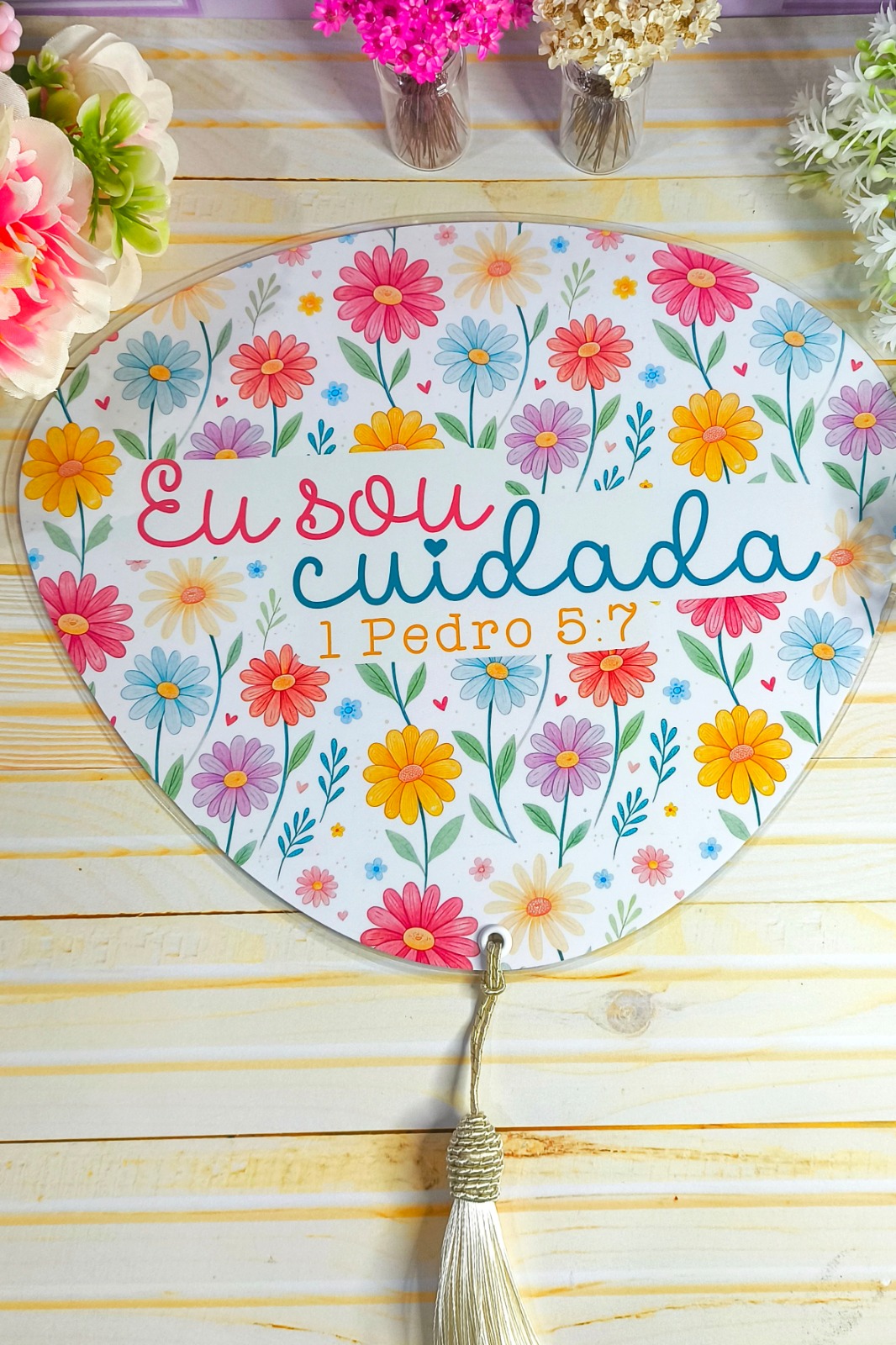 Leque Abanador Dia da Mulher com Pingente