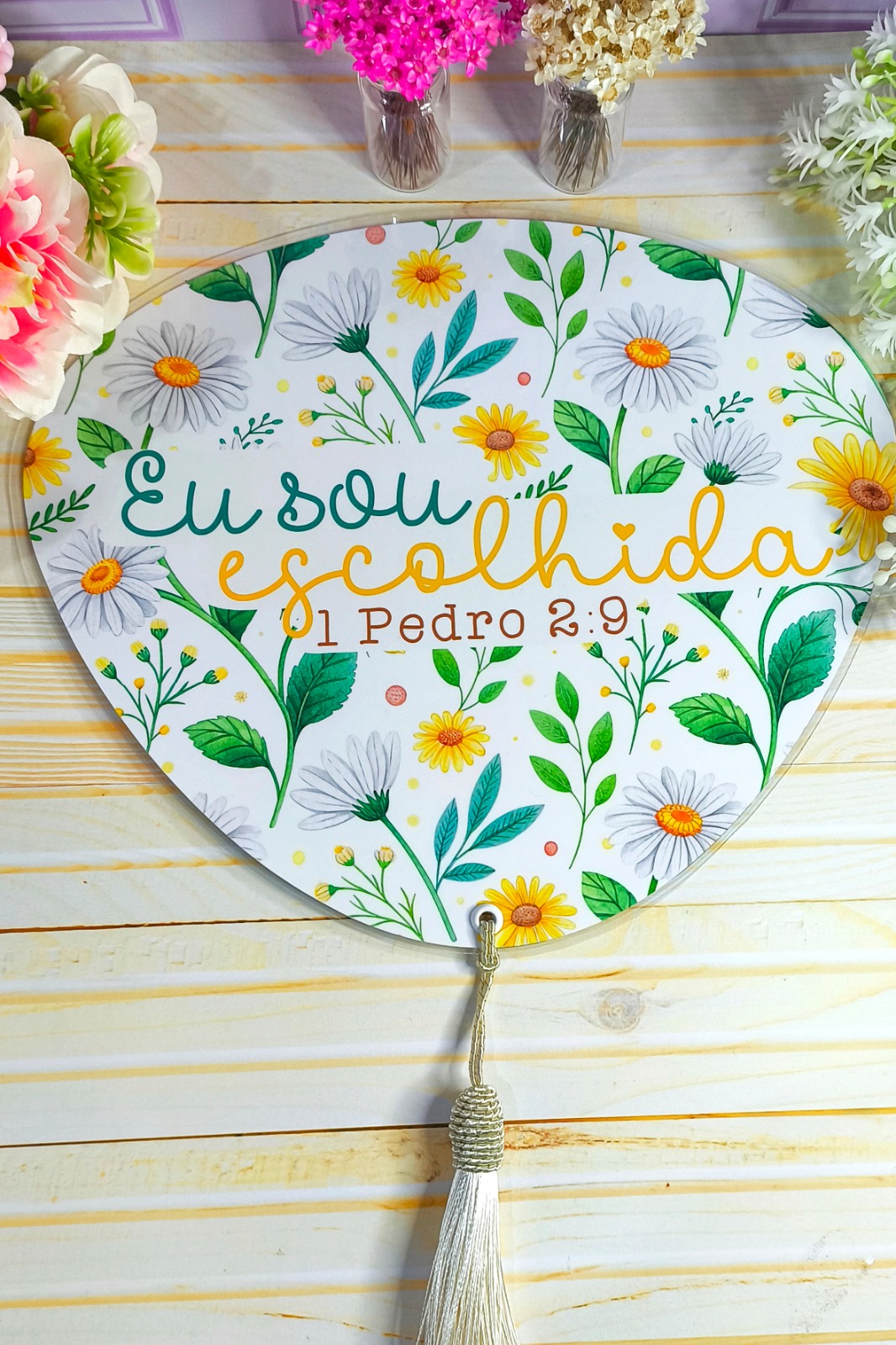 Leque Abanador Dia da Mulher com Pingente