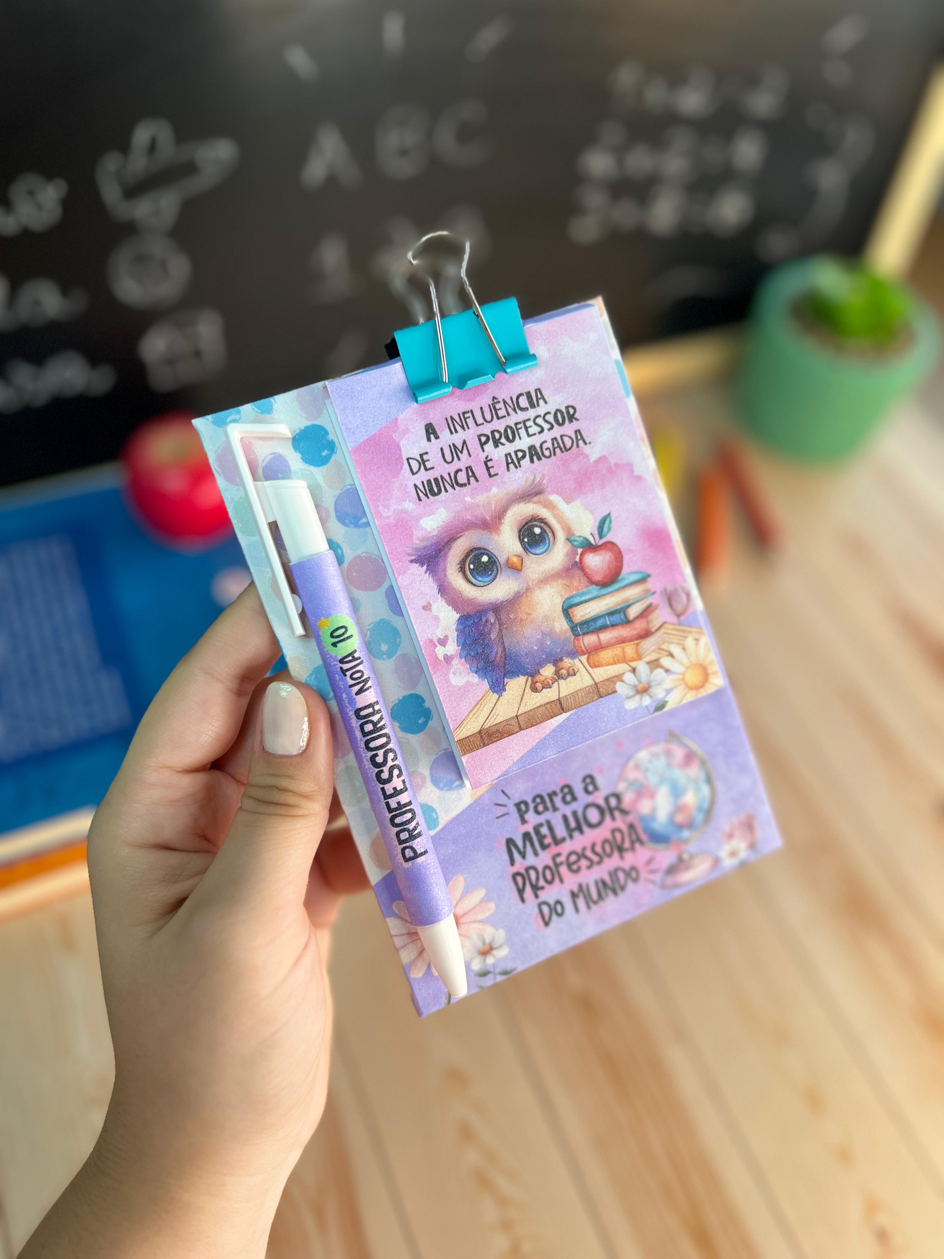 Prancheta com Bloco de Notas e Caneta 