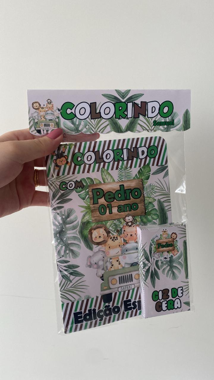 Lembrança Livrinho para Colorir e Giz de Cera Personalizado