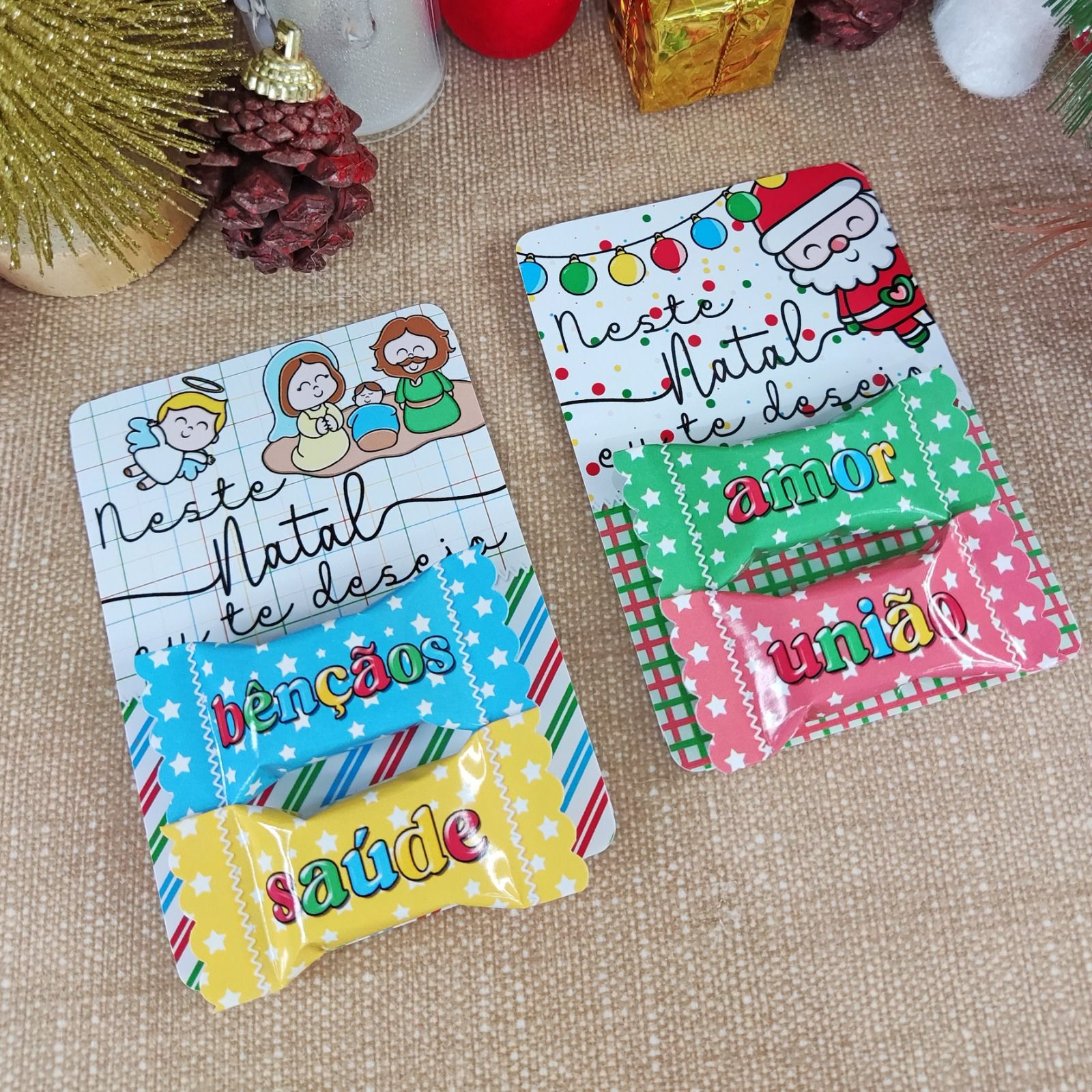 Cartão com Bala Personalizado de Natal: Mensagem Doce para uma Celebração Memorável!