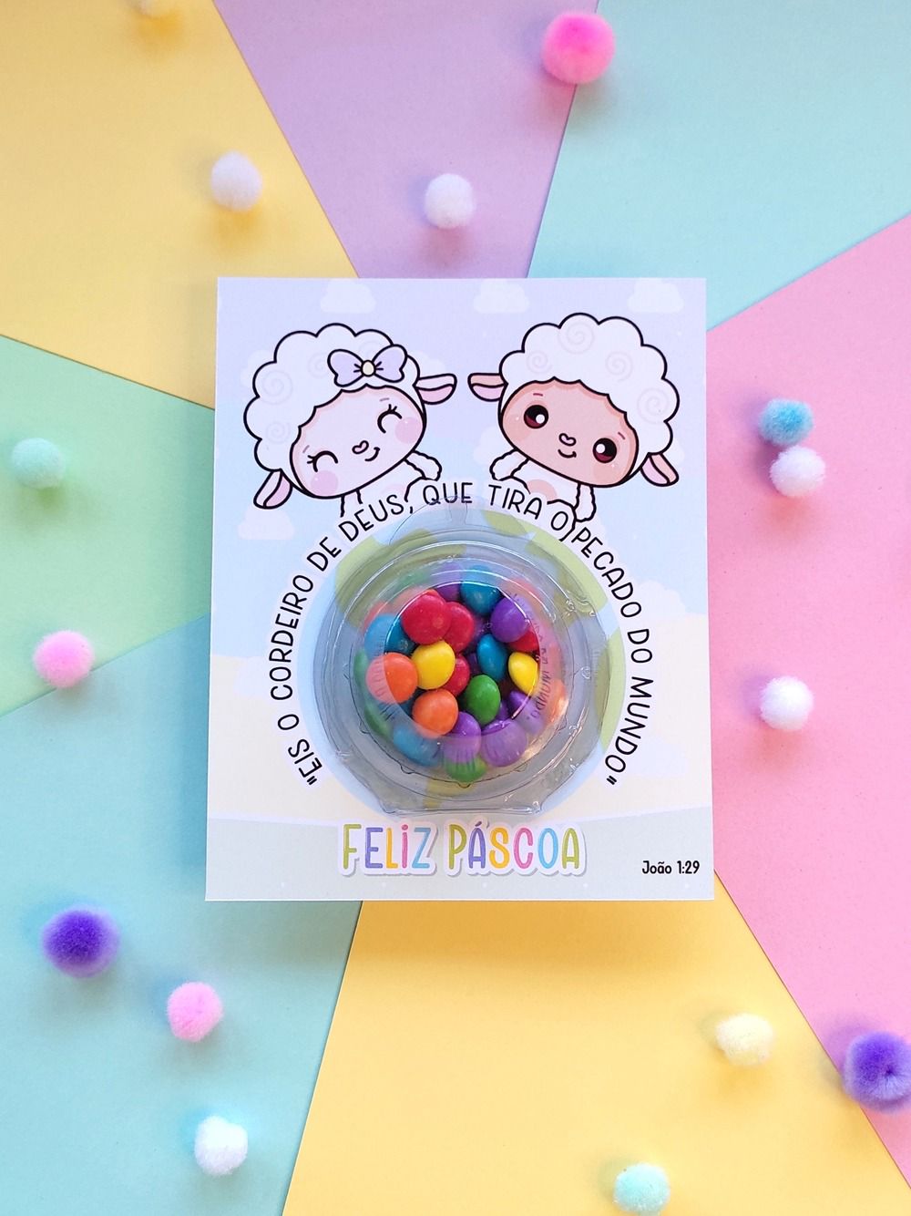 Card de Páscoa com Confetes: Celebre com Cores e Alegria!