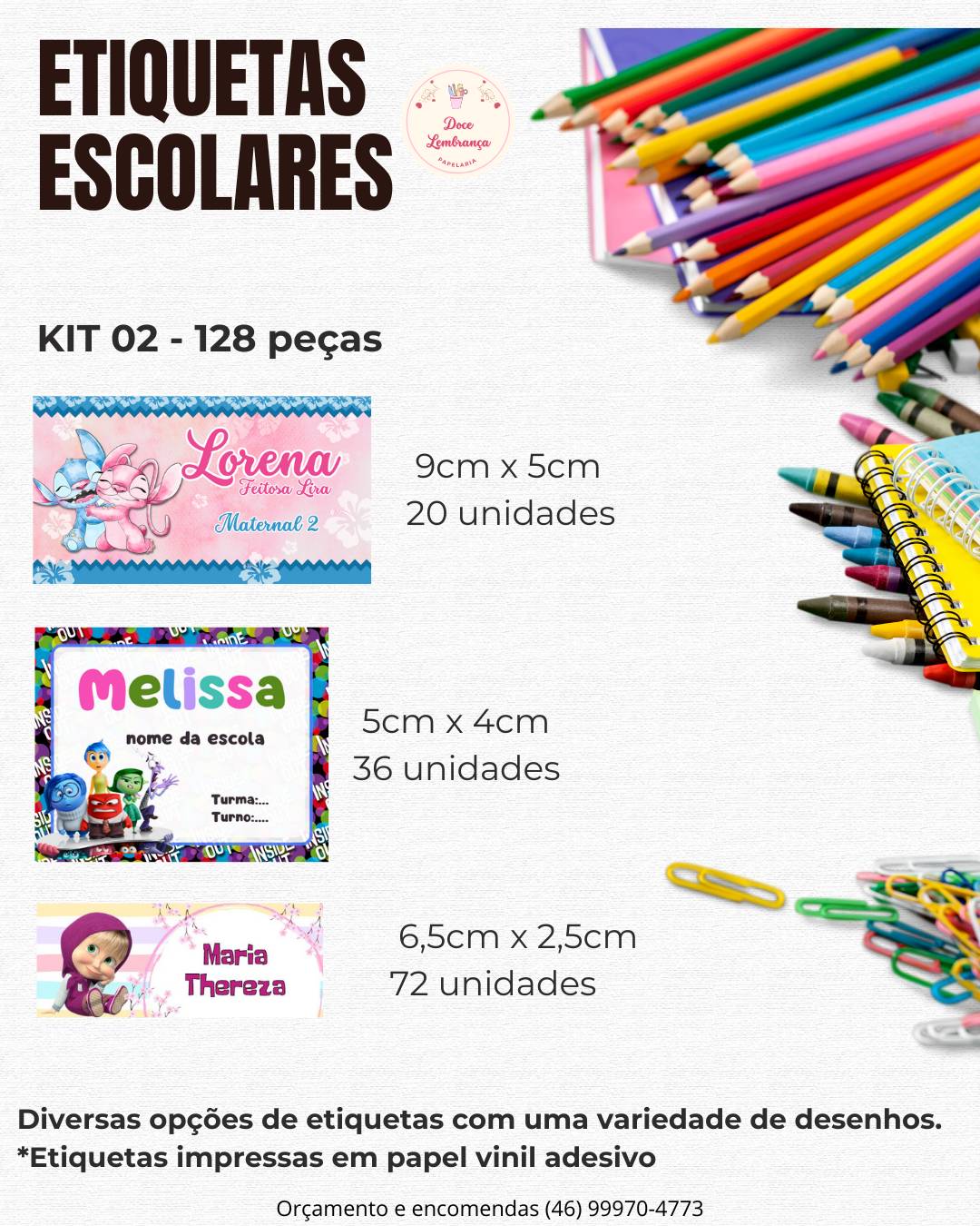 Volta às Aulas com Estilo: Etiquetas Personalizadas para Organizar os Materiais Escolares dos Pequenos!