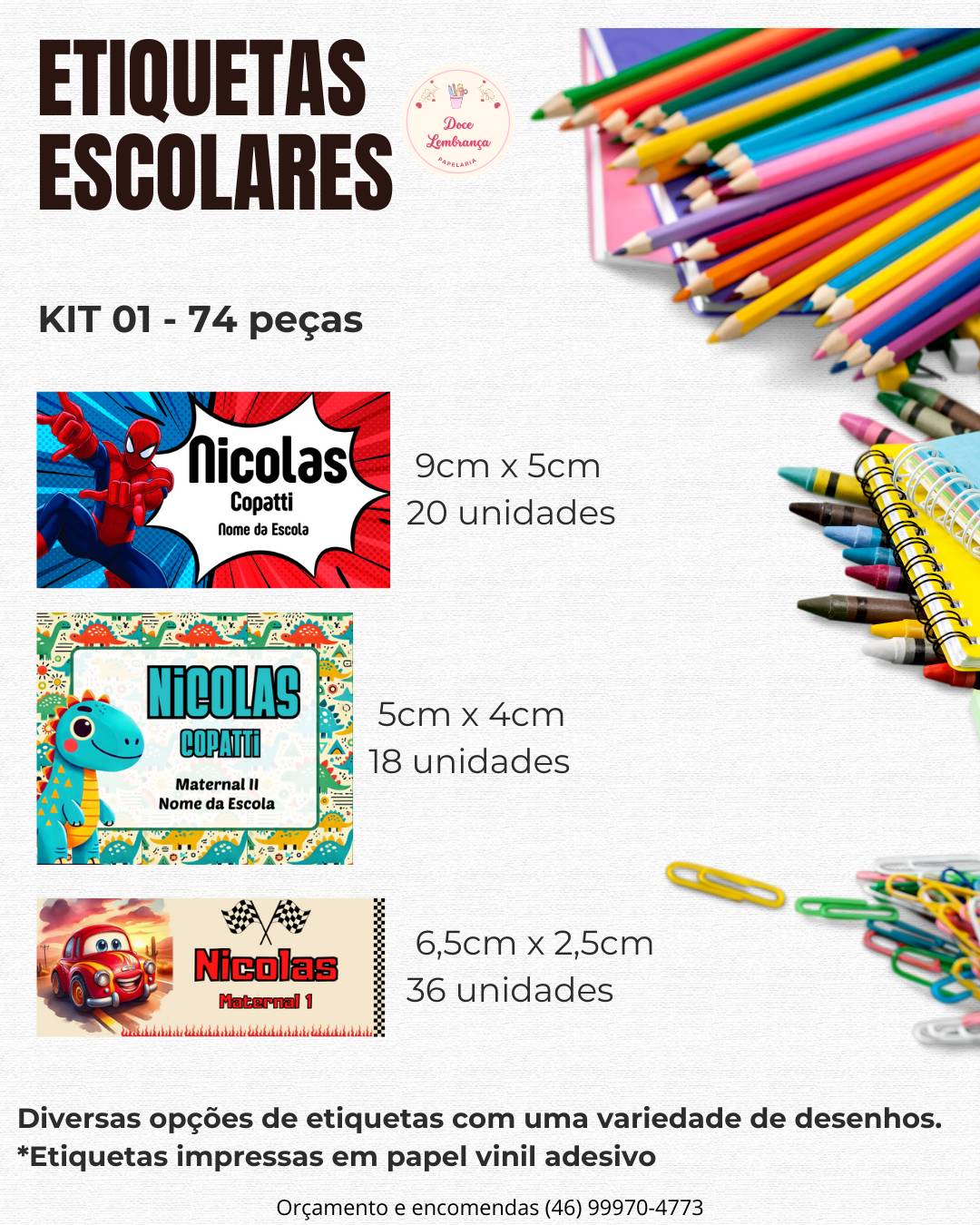 Volta às Aulas - Kit Etiquetas Personalizadas